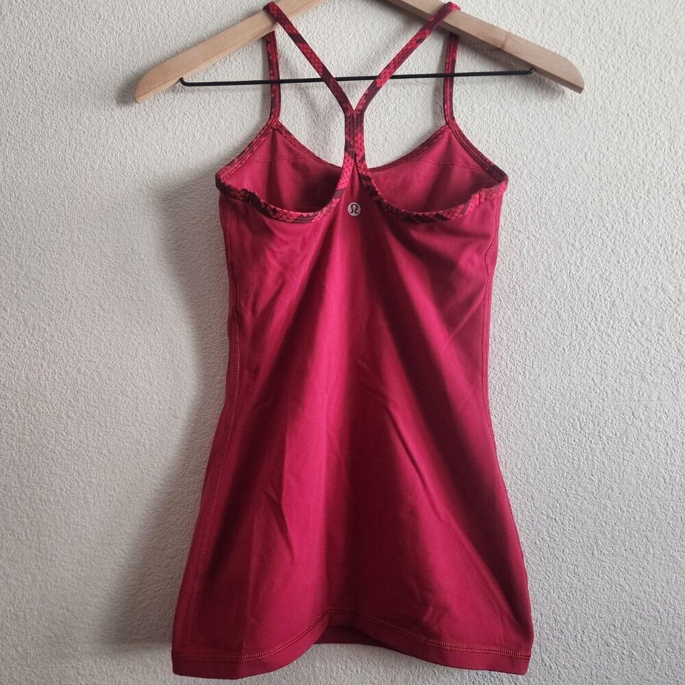 Lululemon Athletica Tank Top Womens Size 2 Red Power Y Shelf Bra Racerback Yoga - Picture 6 of 9